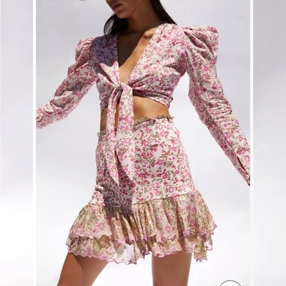 HEMANT & NANDITA Floral Pink Skirt Set - Picture 3 of 3